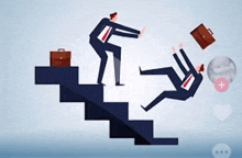 a cartoon of a man falling down a set of stairs