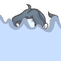 a cartoon drawing of a mermaid swimming in the water
