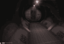 a screenshot of a video game shows a door and a battery percentage