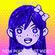 a drawing of a girl with a bow in her hair and the words `` omg new new pulsemast video ''