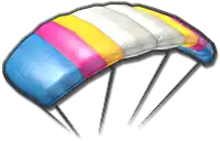 a rainbow colored parachute with a white background