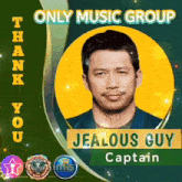 a poster with a picture of a man named jealous guy