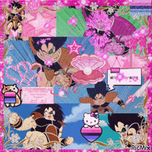 a picture of a dragon ball z character with a hello kitty and a pearl
