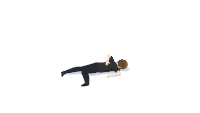 a person is laying on their stomach with their legs crossed on a white background .