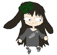 a drawing of a girl with bunny ears and a green clover in her hair