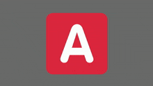 a white letter a is on a red square