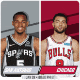 a basketball game between the bulls and the spurs is scheduled for january 28th