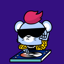 a cartoon of a mouse wearing sunglasses and a tiger sweater