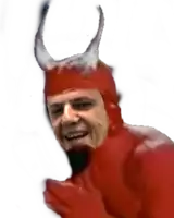 a man dressed as a devil with horns on his head