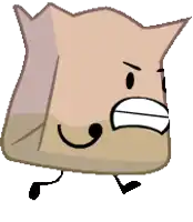 a pixel art drawing of a brown paper bag with a face and legs