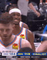 a basketball game between okc and den is going on