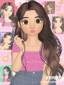 a cartoon of a girl with the name zepeto on the bottom