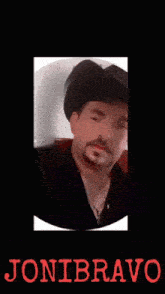 a poster that says jonibravo on it with black spots on it