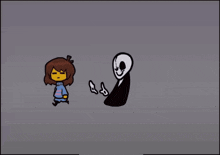a cartoon of a girl standing next to a cartoon of a man