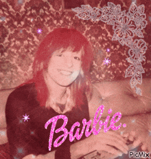 a picture of a woman with the word barbie written on it