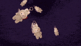 a stuffed animal with a keychain that says rabbit on it is flying through the air
