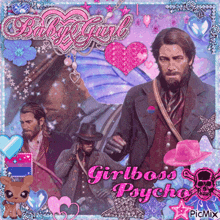 a picture of a man in a suit and tie with the words girlboss psycho on it
