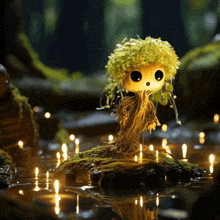a small figurine of a tree with a glowing head