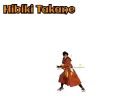 a pixel art of a blue and white striped background with the name hibiki takane