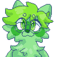 a pixel art drawing of a cat with green eyes