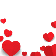 red hearts on a white background with a white border