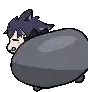 a pixel art drawing of a sheep with a person sleeping on it .