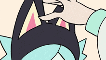 a cartoon drawing of a person touching a cat 's face