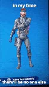 a screenshot of a video game character with the words in my time above him