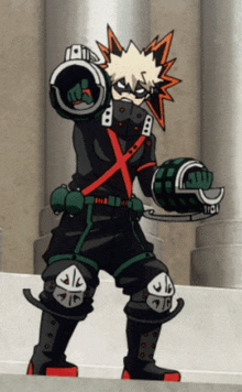 a cartoon character is holding a bomb in his hand and wearing knee pads