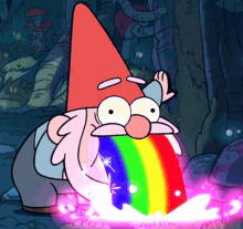 Rainbow Puke GIF - Rainbow Puke Gnome GIFs