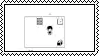 a black and white drawing of a room with a border and a person standing in it .
