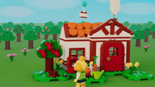 Lego Animal Crossing Isabelle GIF - Lego Animal Crossing Isabelle Apple Tree GIFs