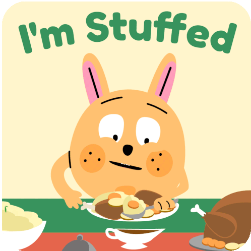 Thanksgiving Im Stuffed Sticker - Thanksgiving Im Stuffed Shoveling Food Stickers