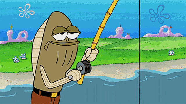 Spongebob Fishing GIF - Spongebob Fishing My Leg - Discover