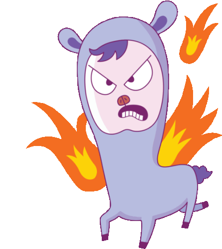 Lllame With Flames Of Anger Sticker - Drama Llama Mad Angry Stickers