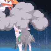a pixel art of a person with smoke coming out of it