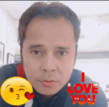 a man with a smiley face and the words " i love you "