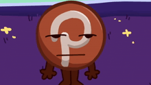 a cartoon drawing of a red circle with the letter p on it
