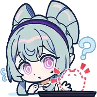 a cartoon girl with a question mark on her head