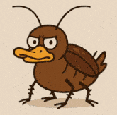 a cartoon drawing of a cockroach with a yellow lightning bolt on its tail
