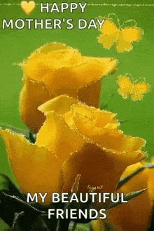 Happy Mothers Day Yellow Rose GIF