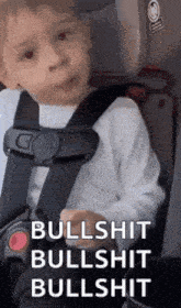 a little boy is sitting in a car seat with a seat belt on .