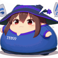 a cartoon character wearing a tesco shirt