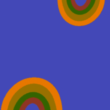 a blue background with a rainbow and arabic writing on it