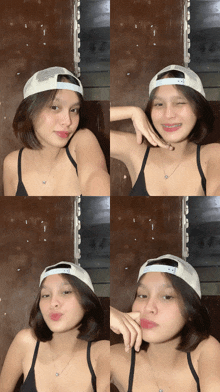 a girl wearing a hat that says i love you
