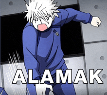 a cartoon character with the word alamak in white
