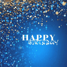 a blue background with the words happy birthday in white letters