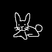 a pixel art of a rabbit laying down on a black background .