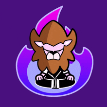 a cartoon drawing of a lion with a purple background