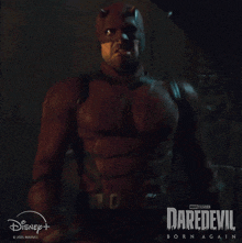 a man in a daredevil costume is screaming in a disney + advertisement
